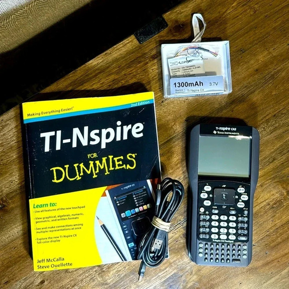 BUNDLE Texas Instruments TI-nspire CAS Graphing Calculator, Cable, Battery, Book - Picture 2 of 15